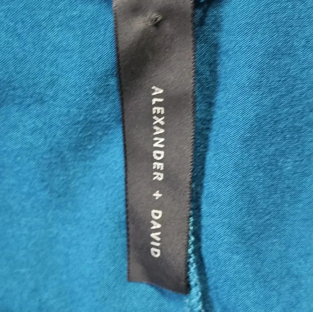Alexander + David Women Large Swing Dress Aqua Viscose Solid Tunic Pristine Boho - Picture 5 of 8